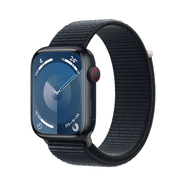 Apple Watch Series 9, 45mm, Midnight Aluminium Case, GPS + Cellular [2023] - Midnight Sport Loop