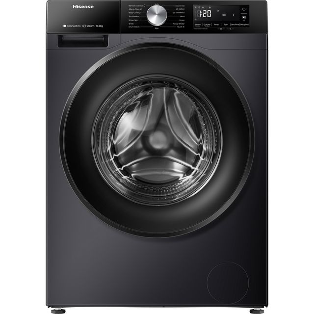 Hisense 3S Series WF3S1043BB3 10.5kg WiFi Connected Washing Machine with 1400 rpm - Black - A Rated