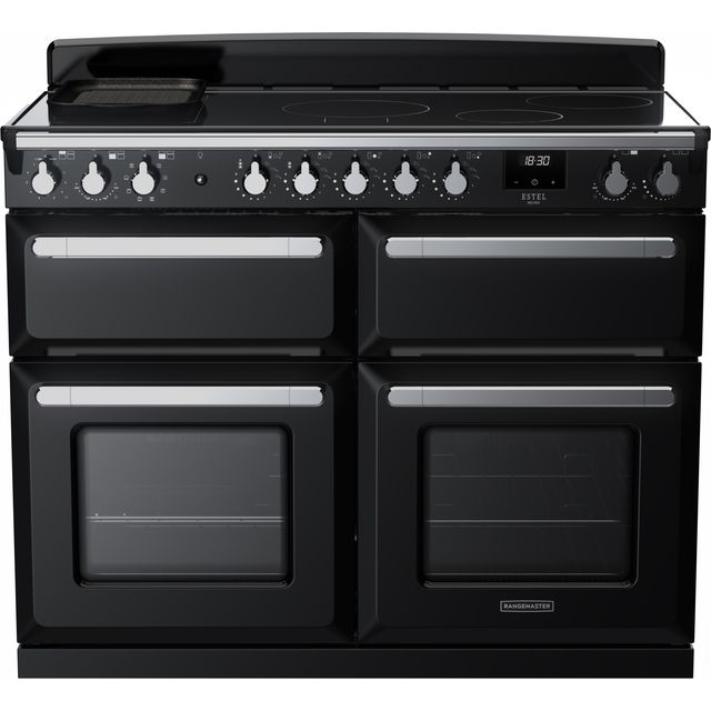 Rangemaster Estel Deluxe ESDLB110EIPGBL/CM1 110cm Electric Range Cooker with Induction Hob – Black / Chrome – A Rated