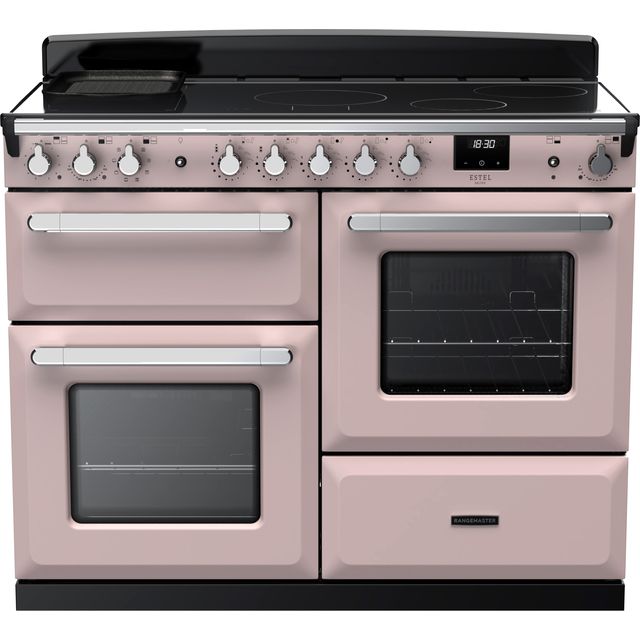 Rangemaster Estel Deluxe ESDLO110EIPPPK/CM1 110cm Electric Range Cooker with Induction Hob – Pale Pink / Chrome – A Rated