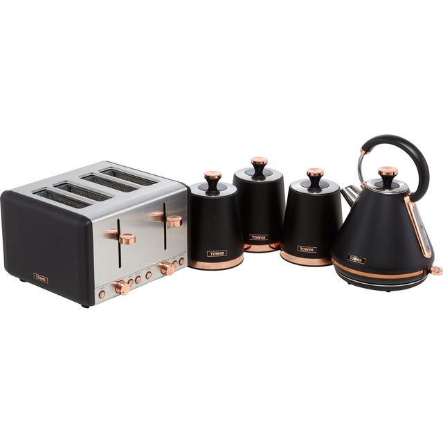 Tower Cavaletto AOBUNDLE020 Kettle And Toaster Set - Black / Rose Gold