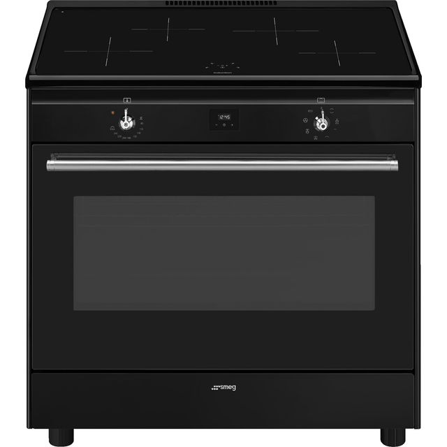 Smeg Concert CX91IMBL 90cm Electric Range Cooker with Induction Hob - Black - A Rated