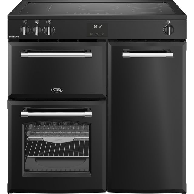 Belling Farmhouse 90Ei 90cm Electric Range Cooker with Induction Hob – Black – A/A Rated