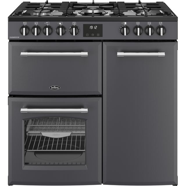 Belling Farmhouse 90DF 90cm Dual Fuel Range Cooker - Anthracite - A/A Rated