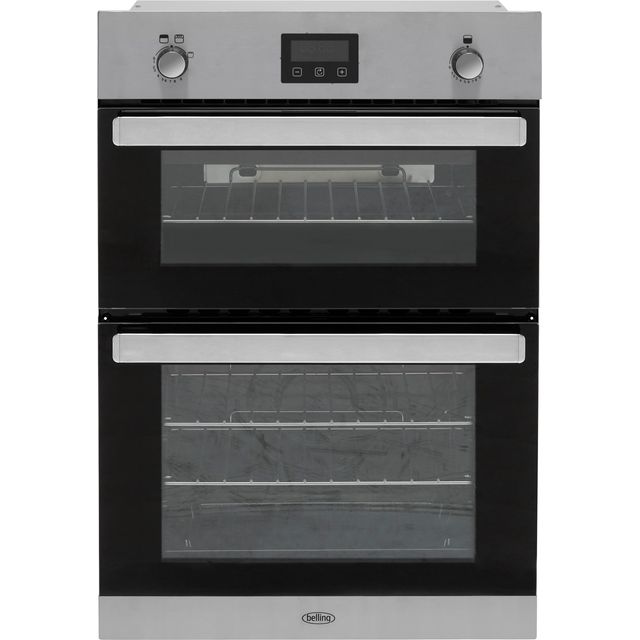 Belling BI902G Built In Gas Double Oven with Full Width Electric Grill - Stainless Steel - A/A Rated