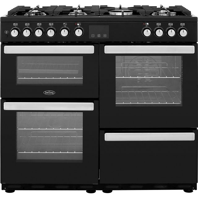 Belling Cookcentre100DFT 100cm Dual Fuel Range Cooker - Black - A/A Rated