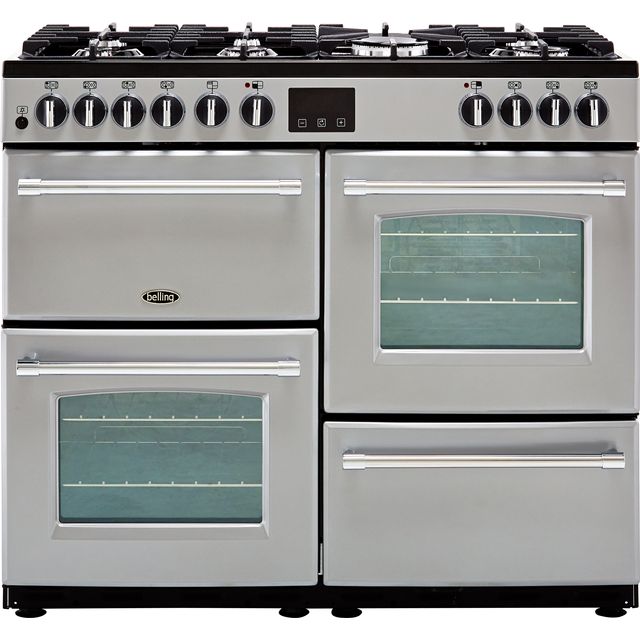 Belling Farmhouse100DF 100cm Dual Fuel Range Cooker - Silver - A/A Rated