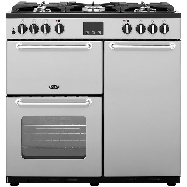 Belling SANDRINGHAM90DFT 90cm Dual Fuel Range Cooker - Silver - A/A Rated