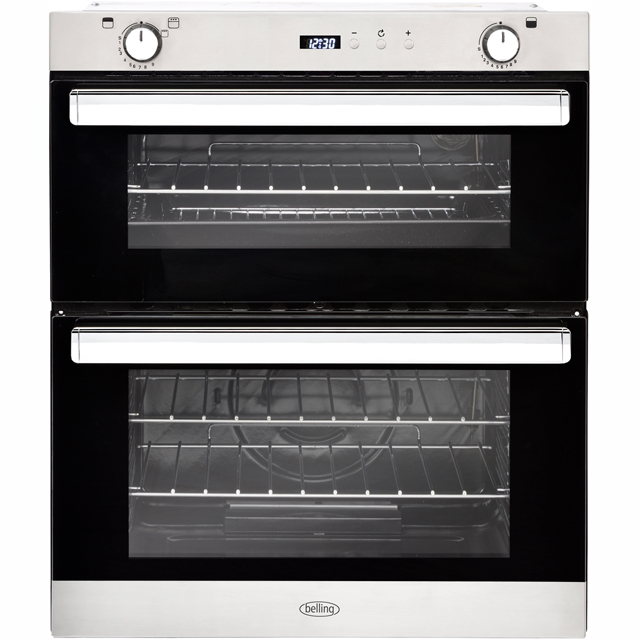 Belling BI702G Built Under Gas Double Oven with Full Width Electric Grill - Stainless Steel - A/A Rated