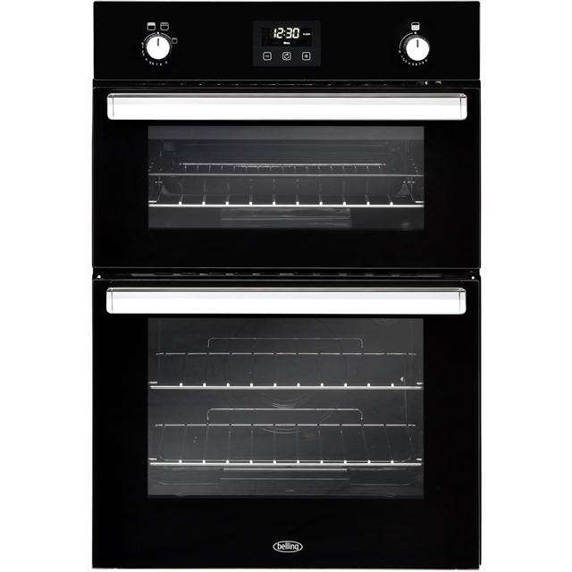 Belling BI902G Built In Gas Double Oven with Full Width Electric Grill - Black - A/A Rated