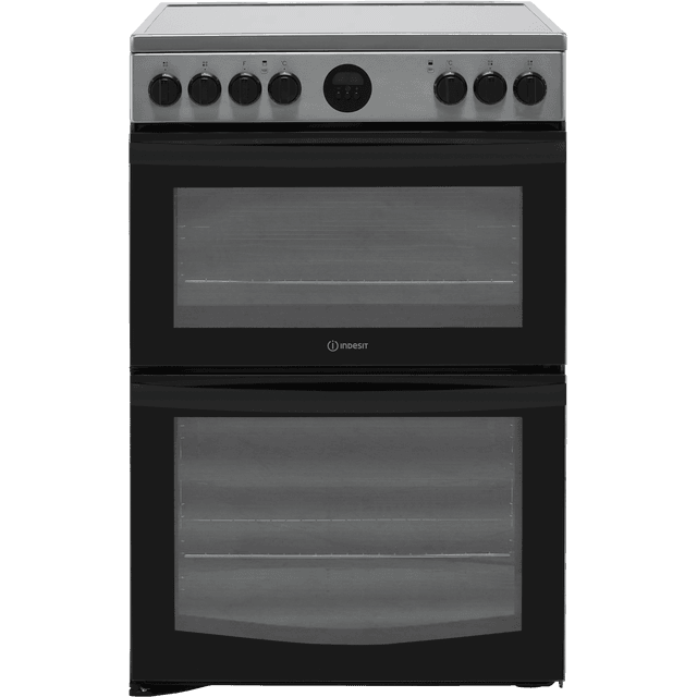 Indesit ID67V9HCX/UK 60cm Electric Cooker with Ceramic Hob – Silver – A/A Rated
