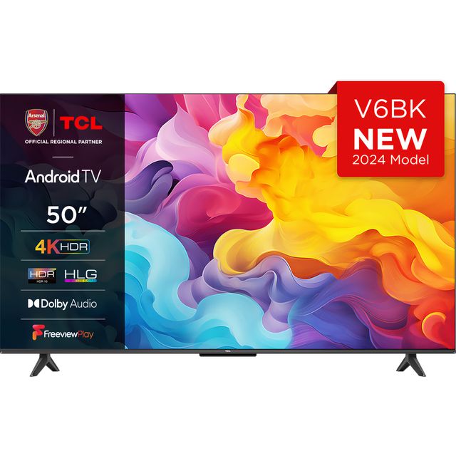 TCL 50V6BK 50-inch 4K Ultra HD, HDR TV, Smart TV Powered by Android TV (Dolby Audio, Voice Control, Compatible with Google Assistant)