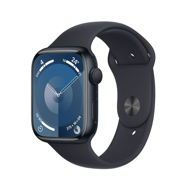 Apple Watch Series 9 [GPS 45mm] Smartwatch with Midnight Aluminum Case with Midnight Sport Band S/M. Fitness Tracker, Blood Oxygen & ECG Apps, Always-On Retina Display, Water Resistant