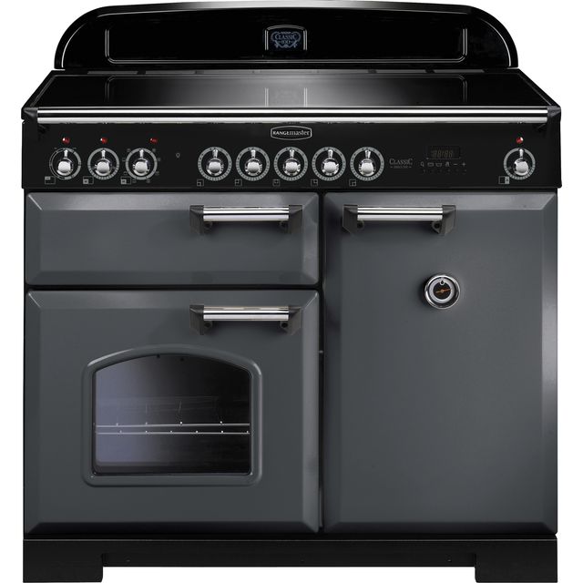 Rangemaster Classic Deluxe CDL100EISL/C 100cm Electric Range Cooker with Induction Hob - Slate / Chrome - A/A Rated