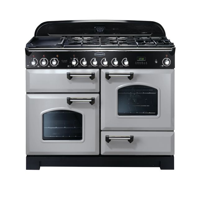 Rangemaster Classic Deluxe CDL110DFFRP/C 110cm Dual Fuel Range Cooker – Royal Pearl / Chrome – A/A Rated
