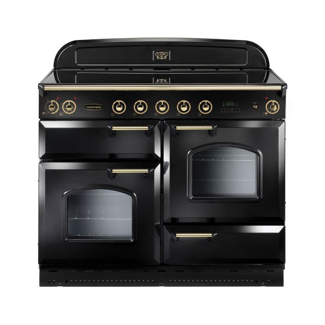 Rangemaster Classic Deluxe CDL110EIBL/B 110cm Electric Range Cooker with Induction Hob - Black / Brass - A/A Rated