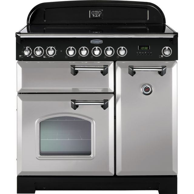 Rangemaster Classic Deluxe CDL90EIRP/C 90cm Electric Range Cooker with Induction Hob - Royal Pearl / Chrome - A/A Rated