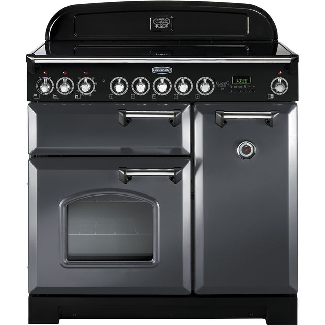 Rangemaster Classic Deluxe CDL90EISL/C 90cm Electric Range Cooker with Induction Hob - Slate Grey / Chrome - A/A Rated