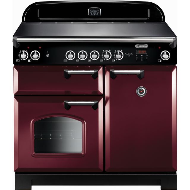 Rangemaster Classic CLA100ECCY/C 100cm Electric Range Cooker with Ceramic Hob - Cranberry / Chrome - A/A Rated