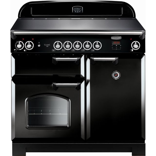 Rangemaster Classic CLA100EIBL/C 100cm Electric Range Cooker with Induction Hob – Black / Chrome – A/A Rated