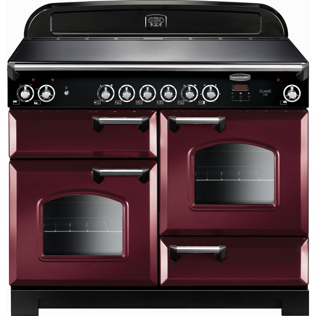 Rangemaster Classic CLA110ECCY/C 110cm Electric Range Cooker with Ceramic Hob - Cranberry / Chrome - A/A Rated
