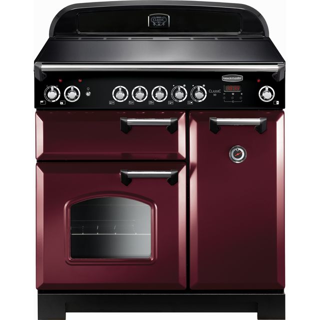 Rangemaster Classic CLA90ECCY/C 90cm Electric Range Cooker with Ceramic Hob - Cranberry / Chrome - A/A Rated