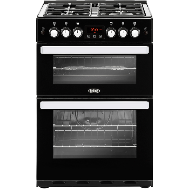Belling Cookcentre 60G Gas Cooker with Full Width Electric Grill - Black - A+/A Rated