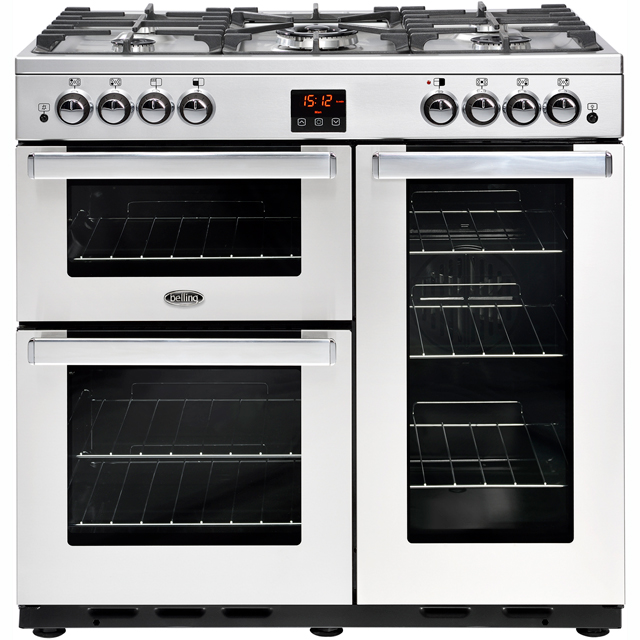 Belling Cookcentre90G 90cm Gas Range Cooker with Electric Fan Oven - Stainless Steel - A/A Rated