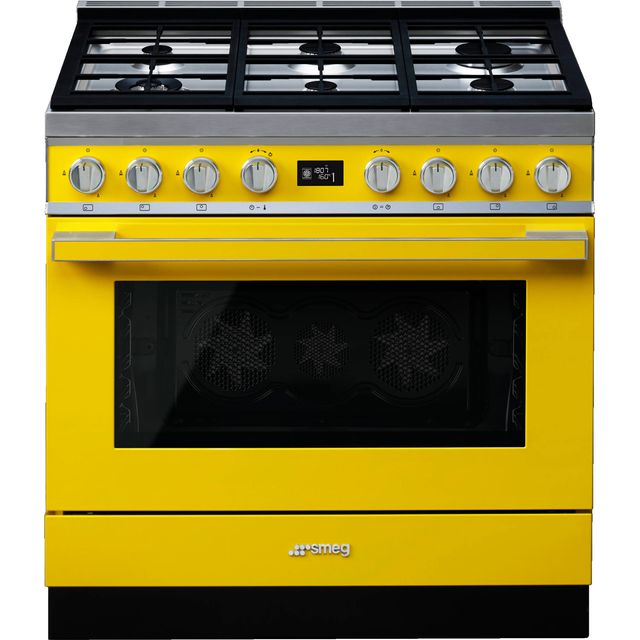 Smeg Portofino CPF9GPYW 90cm Dual Fuel Range Cooker – Yellow – A+ Rated