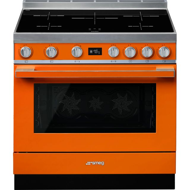 Smeg Portofino CPF9iPOR 90cm Electric Range Cooker with Induction Hob - Orange - A+ Rated