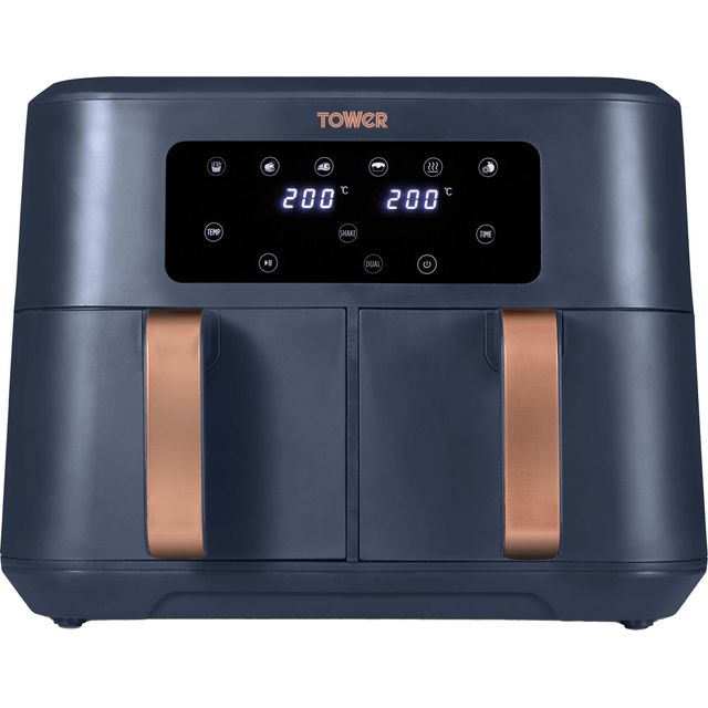 Tower T17137MNB Vortx 8.5L Dual Basket Air Fryer with Dual Cook Function, 2400W & T16042MNB Cavaletto 3.5 Litre Slow Cooker with 3 Heat Settings, Removable pot and Cool Touch