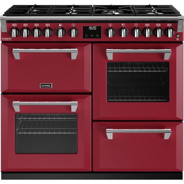 Stoves Richmond Deluxe ST DX RICH D1000DF CRE Dual Fuel Range Cooker - Chilli Red - A Rated