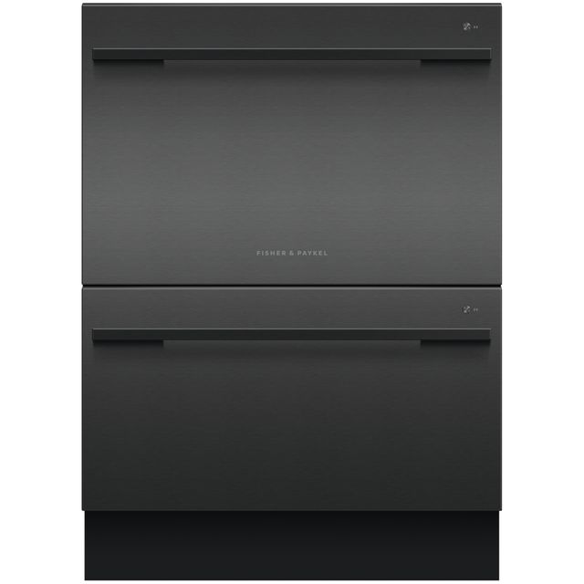 Fisher & Paykel Double DishDrawer™ DD60DDFHB9 Semi Integrated Standard Dishwasher - Black Steel Control Panel with Fixed Door Fixing Kit - E Rated