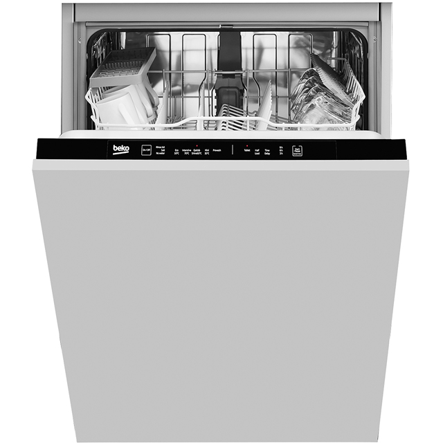 Beko DIN15R11 Fully Integrated Standard Dishwasher - Black Control Panel with Fixed Door Fixing Kit - A+ Rated