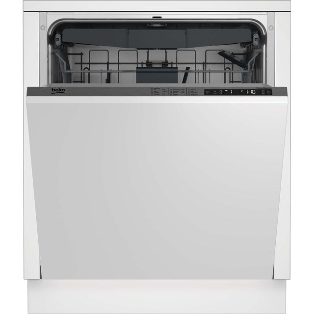 Beko DIN28R22 Fully Integrated Standard Dishwasher - Silver Control Panel with Fixed Door Fixing Kit - E Rated