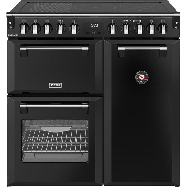 Stoves Richmond Deluxe 90Ei RTY 90cm Electric Range Cooker with Induction Hob – Black – A/A/A Rated