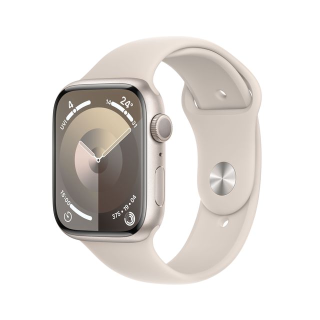 Apple Watch Series 9, 45mm, Starlight Aluminium Case, GPS [2023] - Starlight Sport Band - M/L