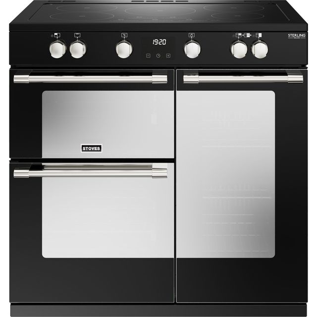 Stoves Sterling Deluxe ST DX STER D900Ei TCH BK 90cm Electric Range Cooker with Induction Hob - Black - A/A/A Rated