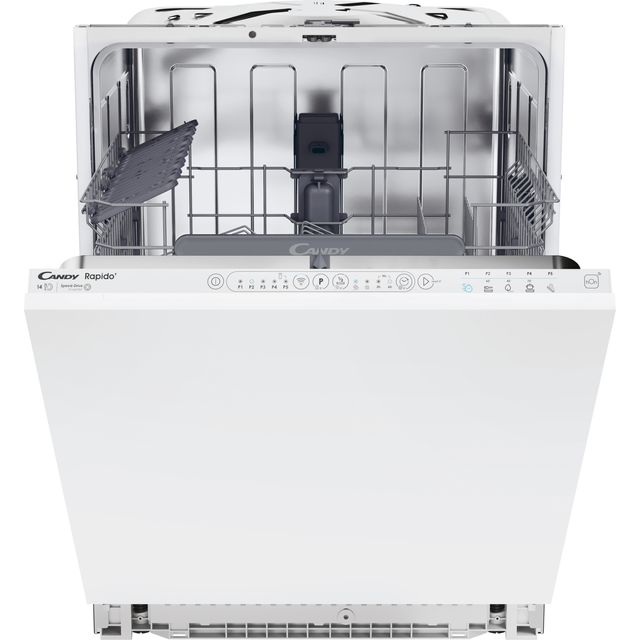 Candy Rapid CI 4C7L0W-80 Wifi Connected Integrated Standard Dishwasher - White Control Panel with Sliding Door Fixing Kit - C Rated