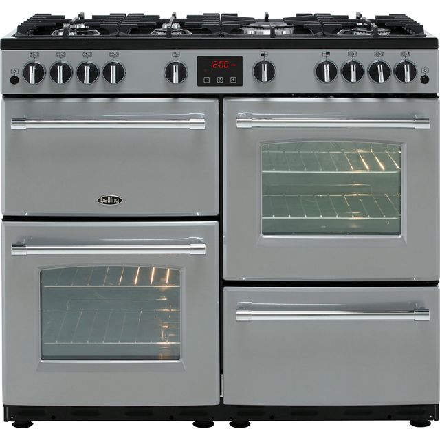 Belling FarmhouseX100G 100cm Gas Range Cooker - Silver - A/A Rated