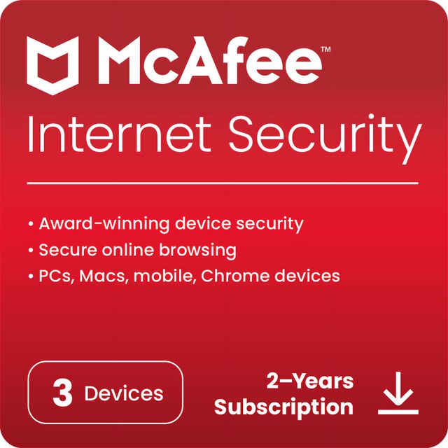 McAfee Internet Security Digital Download for 3 Devices - 2 Year, 2 Year Included