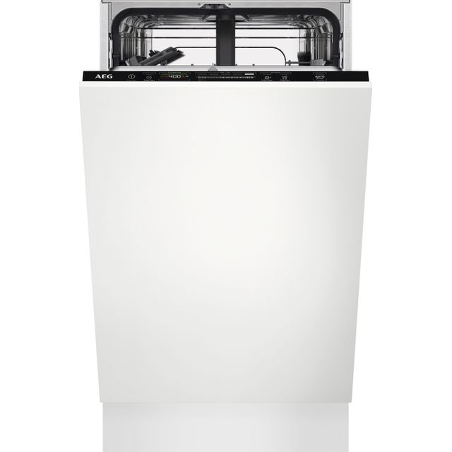 AEG FSE62407P Fully Integrated Slimline Dishwasher – Black Control Panel with Sliding Door Fixing Kit – E Rated