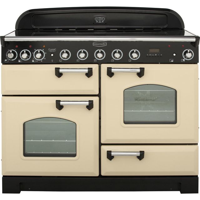 Rangemaster Classic Deluxe CDL110EICR/C 110cm Electric Range Cooker with Induction Hob - Cream / Chrome - A/A Rated