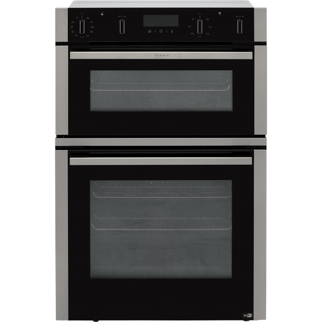 NEFF N50 U2ACM7HH0B Built In WiFi Connected Electric Double Oven with Pyrolytic Cleaning - Stainless Steel - A/B Rated