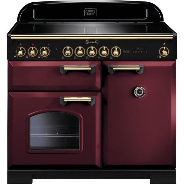 Rangemaster Classic Deluxe CDL100EICY/B 100cm Electric Range Cooker with Induction Hob - Cranberry / Brass - A/A Rated
