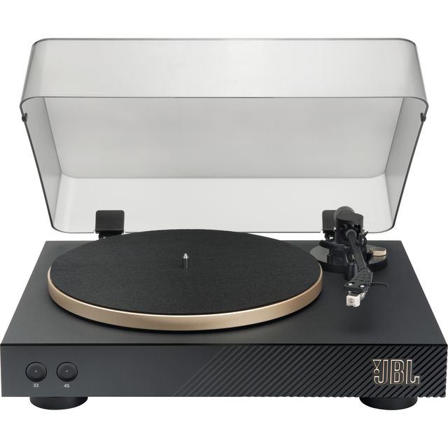 JBL Spinner BT, Bluetooth AptX-HD Record and Vinyl Player for Speakers and Headphones, in Black/Gold