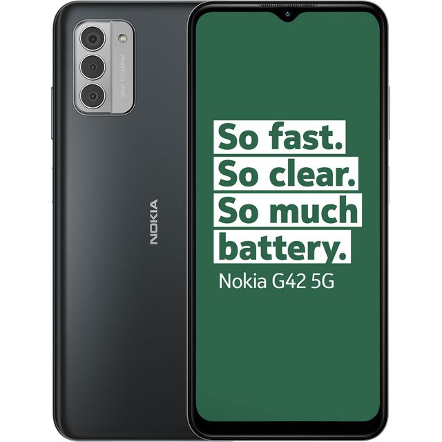 Nokia G42 5G 6.56” HD+ Smartphone Featuring Triple rear 50MP AI camera, 6GB/128GB Storage, 3-day battery life, Android 13, OZO 3D audio capture, QuickFix repairability and Dual SIM - Grey