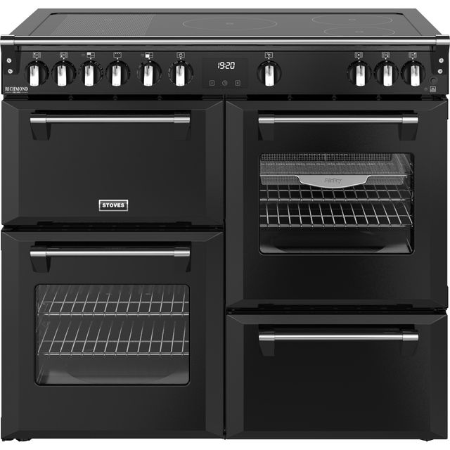 Stoves Richmond Deluxe 100Ei RTY 100cm Electric Range Cooker with Induction Hob – Black – A/A/A Rated