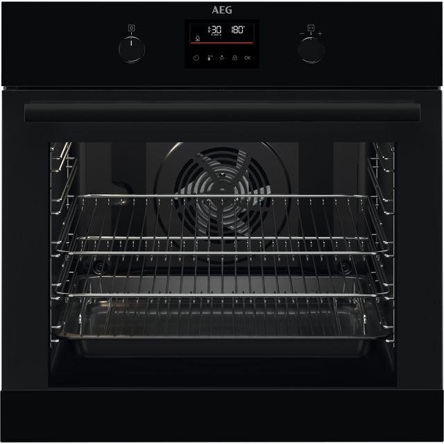 AEG Steambake BPK355061B Built In Electric Single Oven and Pyrolytic Cleaning - Black - A+ Rated