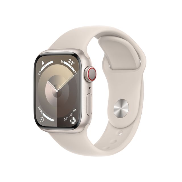 Apple Watch Series 9, 41mm, Starlight Aluminium Case, GPS + Cellular [2023] - Starlight Sport Band - M/L